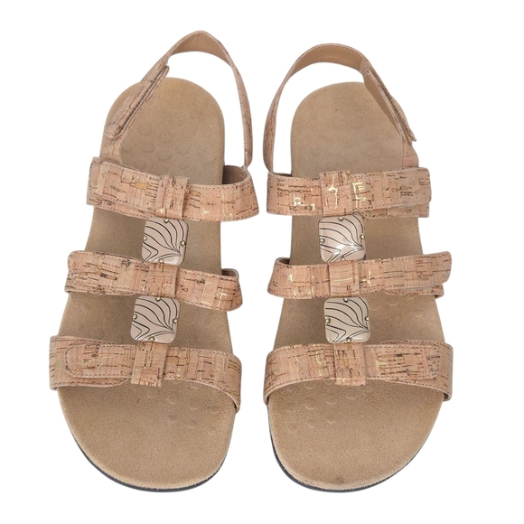 Vionic Beige Cork Adjustable Strap Amber Orthotic Comfort Sandals - Picture 1 of 8